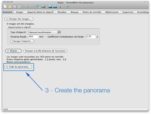 Hugin software : create a panorama