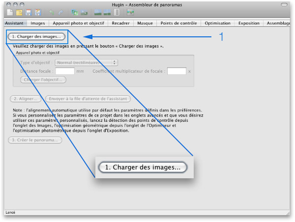 Hugin : charger les images